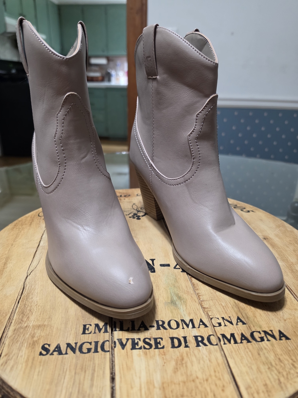 Stylish Taupe Women's Western Ankle Boots - Picture 11 of 12